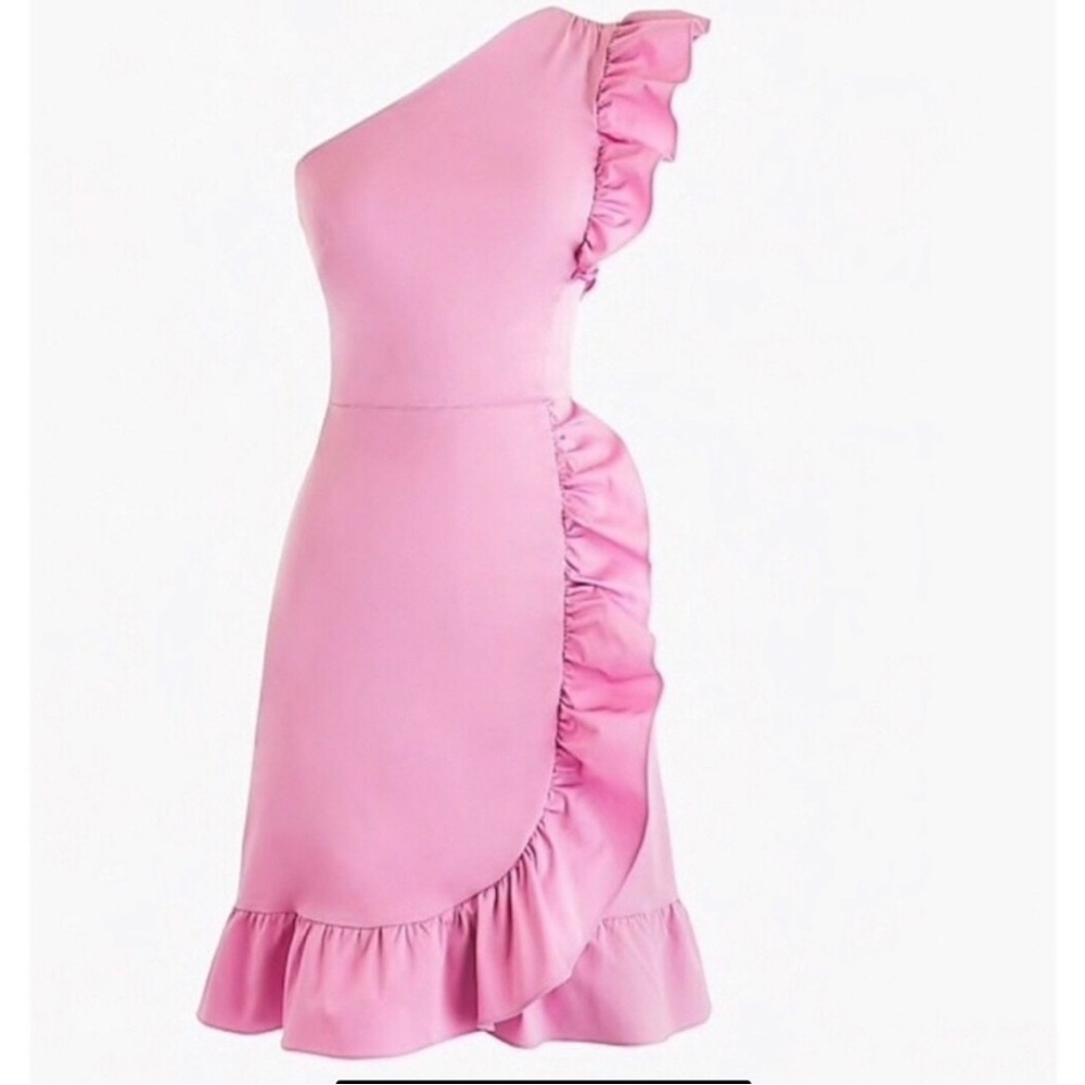 J.crew One Shoulder Ruffle Dress Size 2 - Picture 3 of 3